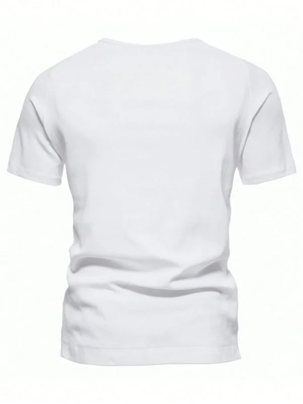 GRDR Men's Summer Fashion Classic Solid Color Thin Henley Collar Short Sleeve T-Shirt