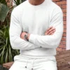 6ad2ef9715f5c.webp Men's Casual Daily Commute Versatile Textured Solid Color Crew Neck Top