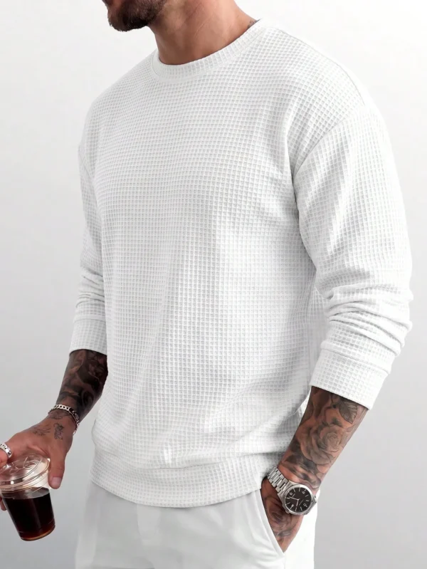 6ad2ef99c67e0.webp Men's Casual Daily Commute Versatile Textured Solid Color Crew Neck Top