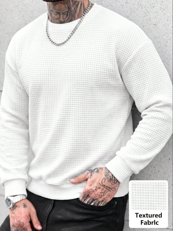 6ad2efa18c18d.webp Men's Casual Daily Commute Versatile Textured Solid Color Crew Neck Top