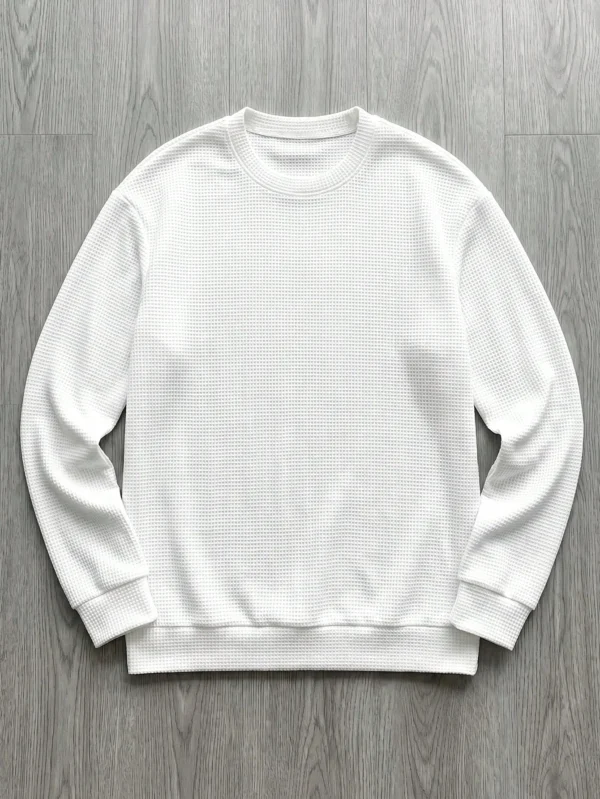 6ad2efa9acebb.webp Men's Casual Daily Commute Versatile Textured Solid Color Crew Neck Top
