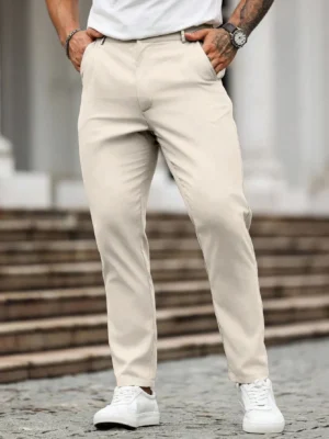 6ad2f6a4d721e.webp Manfinity Homme Men's Solid Color Casual Dress Pants Ceremony