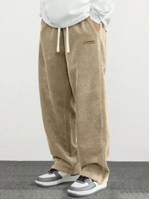 6ad2f6b364123.webp Men Casual Straight Leg Pants Spring Autumn Printed Corduroy Loose Minimalist Versatile Sweatpants