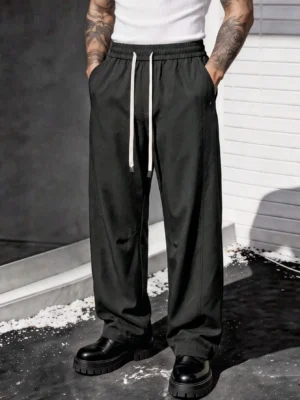 Blueprint Man 1pc Men's Black Wide Leg Long Pants