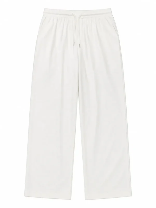 6ad2f6f38959d.webp Men's Waffle Knit Casual Loose Lazy Wide Leg Long Pants