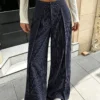 MOOSTA 2026 Fall New French Simple Casual Elegant Commuting Business Office Street Outing Festival Blue And White Stripe High Waist Pleated Suit Trousers