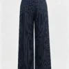 MOOSTA 2026 Fall New French Simple Casual Elegant Commuting Business Office Street Outing Festival Blue And White Stripe High Waist Pleated Suit Trousers