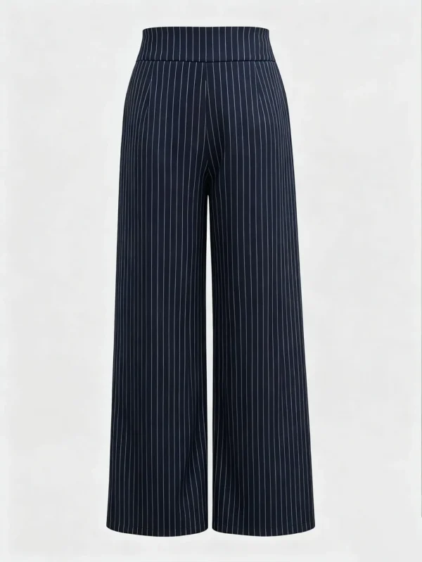 MOOSTA 2026 Fall New French Simple Casual Elegant Commuting Business Office Street Outing Festival Blue And White Stripe High Waist Pleated Suit Trousers