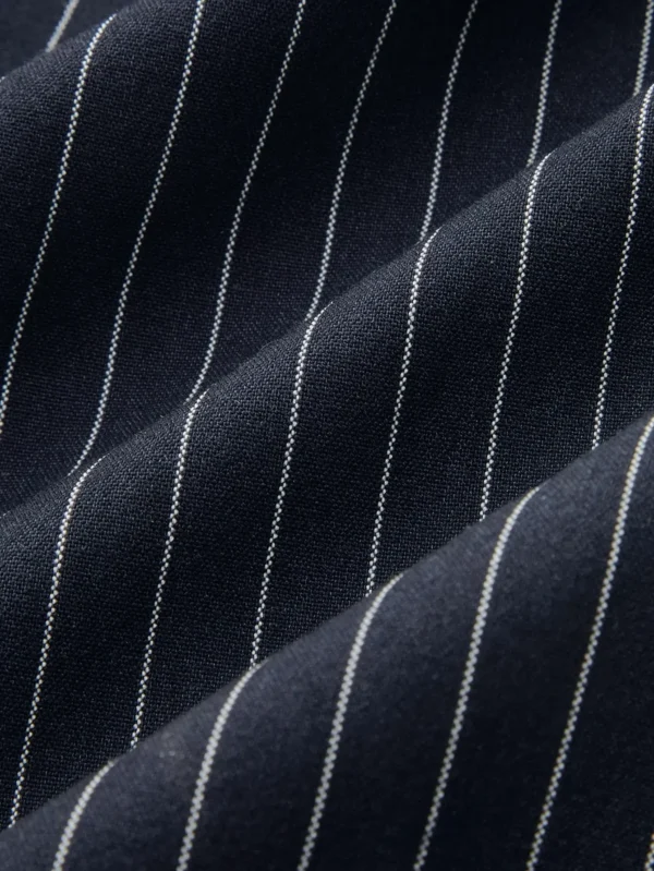 MOOSTA 2026 Fall New French Simple Casual Elegant Commuting Business Office Street Outing Festival Blue And White Stripe High Waist Pleated Suit Trousers