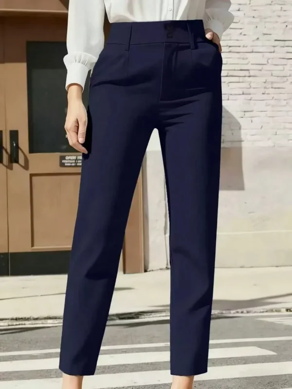 6ad2fdb1493e0.webp High Waist Double Button Design Long Pants For School And Commute