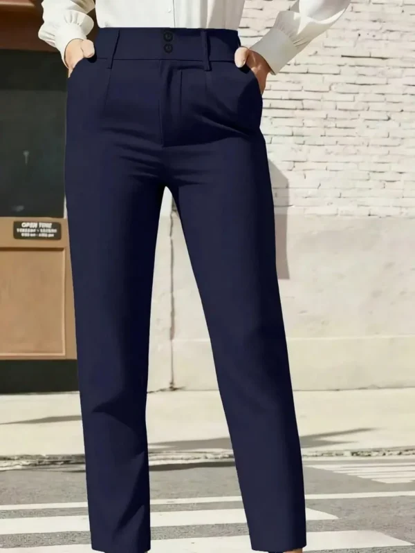 6ad2fdb2bf484.webp High Waist Double Button Design Long Pants For School And Commute
