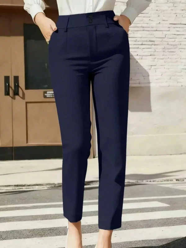 6ad2fdb7a5373.webp High Waist Double Button Design Long Pants For School And Commute